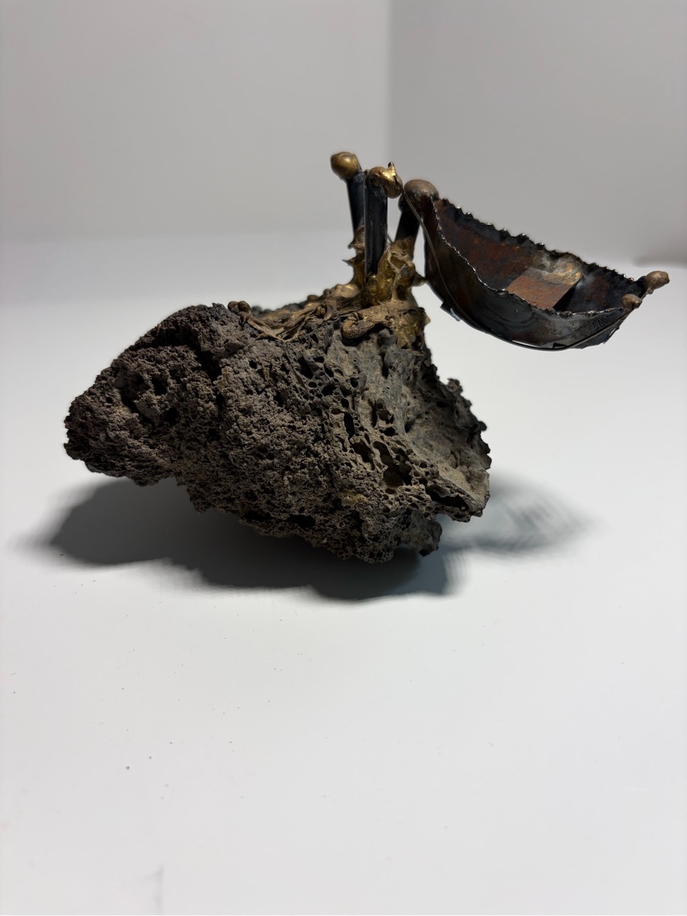Copper Brass Dinghy Lavarock Artwork Sculpture - Home Accent
